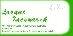 lorant kacsmarik business card